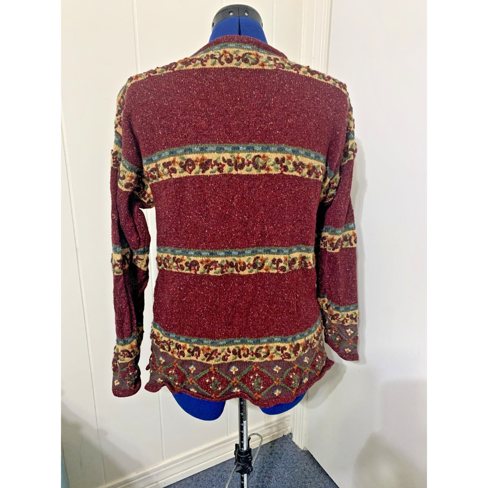 Vintage Signature Northern Isles Cardigan - Hand Embroidered Floral Red Grandma - Picture 3 of 11